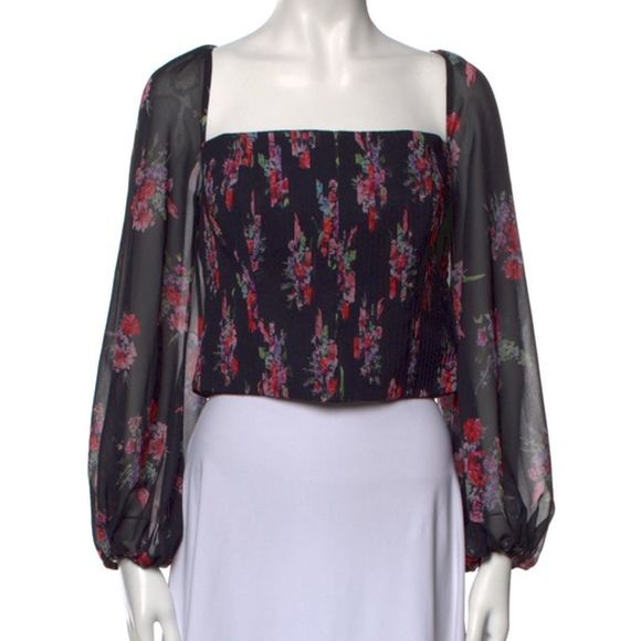 NWT Amur Black Floral Top - Picture 1 of 3